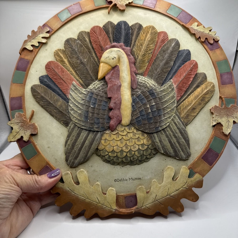 Debbie Mumm Turkey Wall Plaque Vintage Thanksgiving Decor 3-D Folk Art Picture